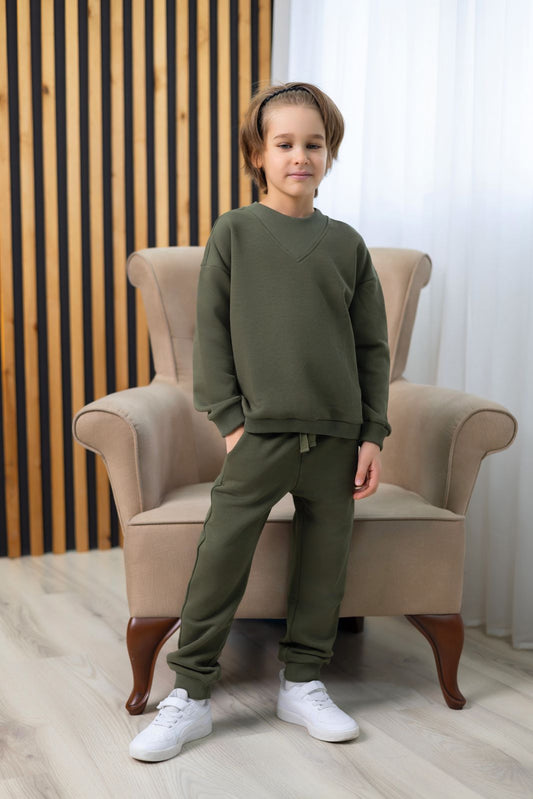 Costum din futer, unisex, haki, 1 - 9 ani - Almira