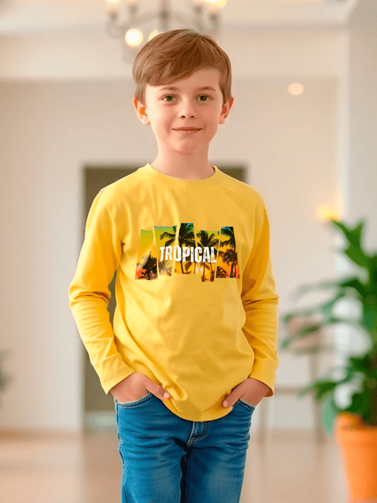 Tricou cu mânecă lungă pentru băieți, galben - Almira