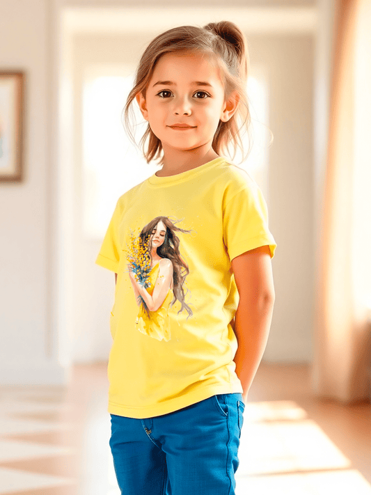 Tricou din bumbac pentru fete, galben - Almira