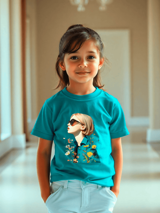 Tricou din bumbac pentru fete, turcoaz - Almira