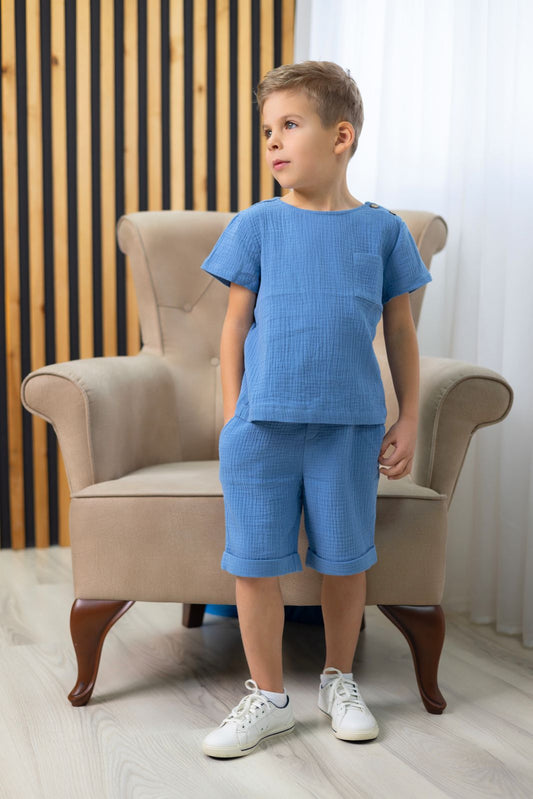 Tricou din muselină pentru băieți, sur - Almira